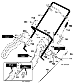 Handle Assembly Diagram and Parts List for 621451X31C 2001 Briggs and Stratton Snow Blower